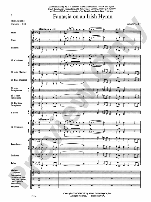 Fantasia on an Irish Hymn - Concert Band Conductor Score & Parts (Digital Download)
