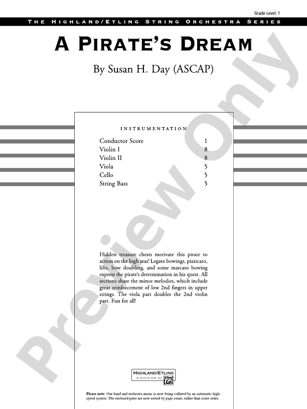 A Pirate's Dream – String Orchestra Conductor Score & Parts (Digital Download)