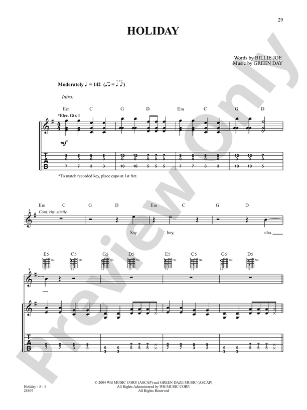Holiday - Easy Guitar (Digital Download)