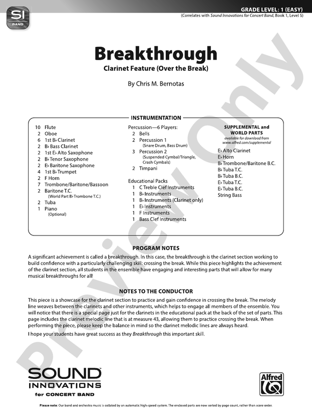 Breakthrough – Concert Band Conductor Score & Parts (Digital Download)