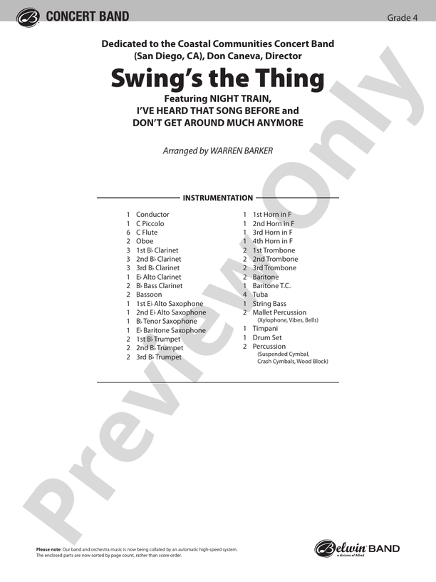 Swing's the Thing - Concert Band Conductor Score & Parts (Digital Download)