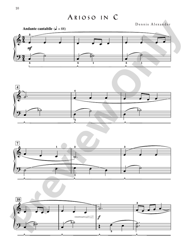 Arioso in C - Piano Solo (Digital Download)