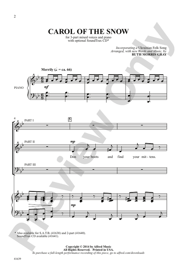 Carol of the Snow – 3-Part Mixed Choral Octavo (Digital Download)