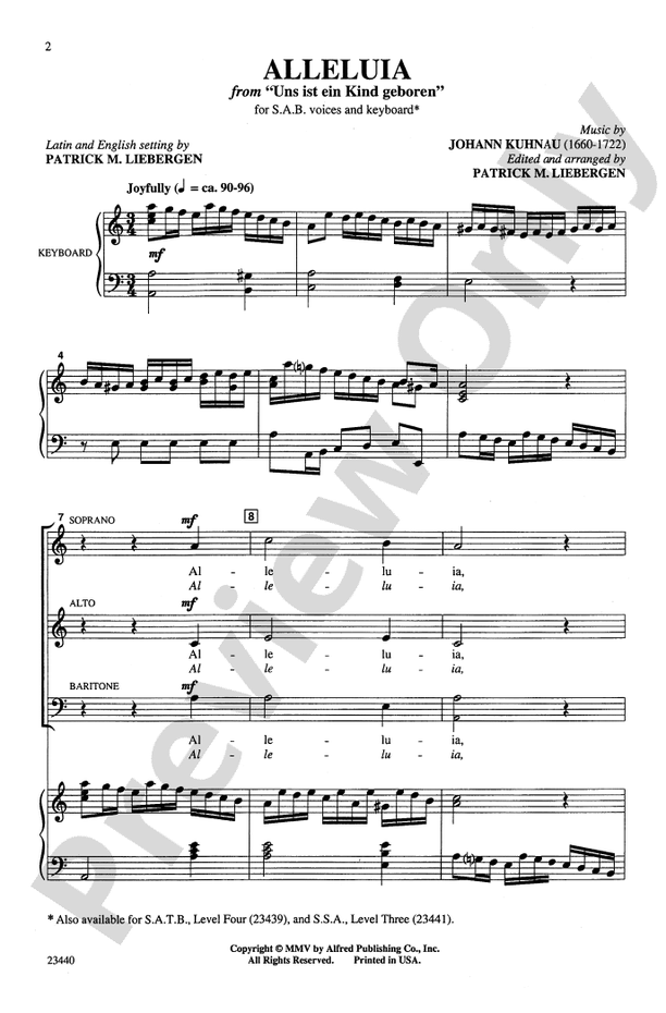 Alleluia (from Uns ist ein Kind geboren) - SAB Choral Octavo (Digital Download)