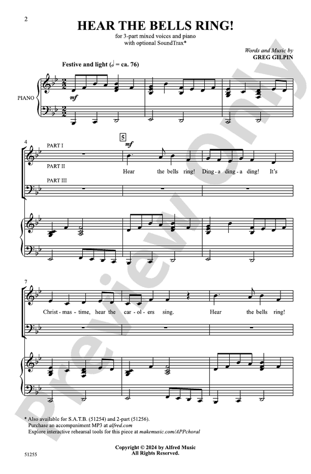 Hear the Bells Ring! - 3 Part Mixed Choral Octavo (Digital Download)