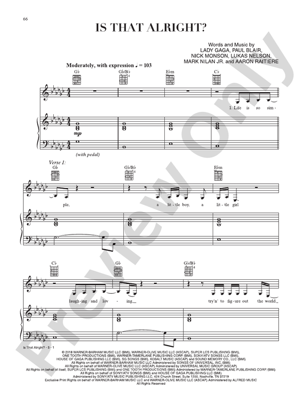 Is That Alright? (from A Star Is Born) - PVG (Digital Download)