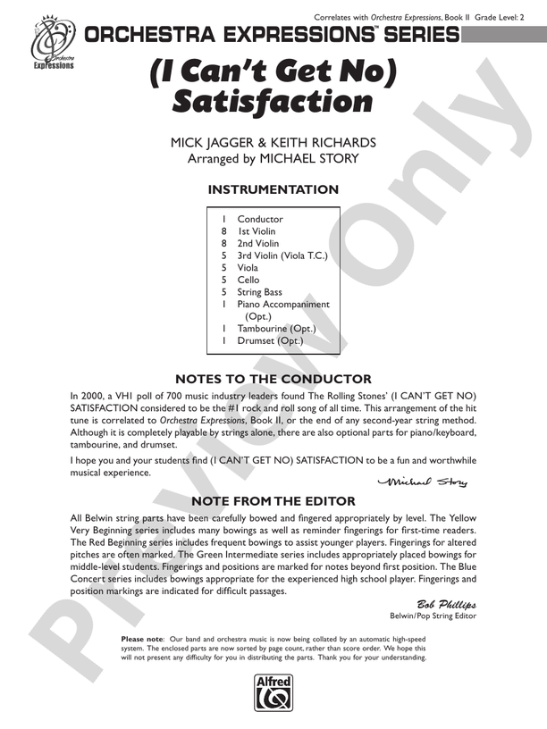 (I Can't Get No) Satisfaction – String Orchestra Conductor Score & Parts (Digital Download)