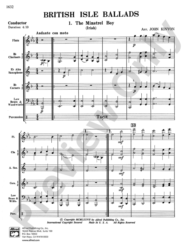 British Isle Ballads - Concert Band Conductor Score & Parts (Digital Download)