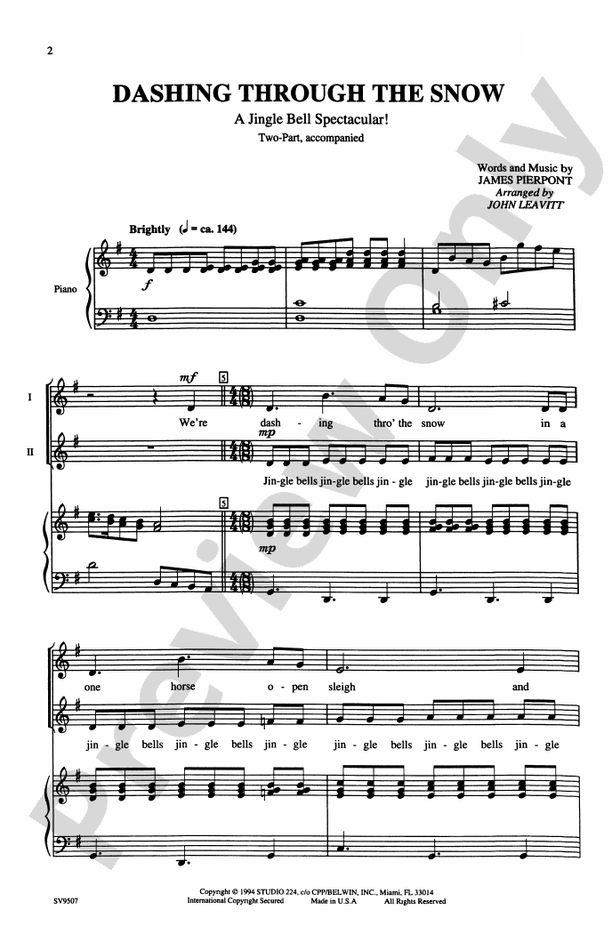 Dashing Through the Snow (A Jingle Bell Spectacular!) – 2-Part Choral Octavo (Digital Download)