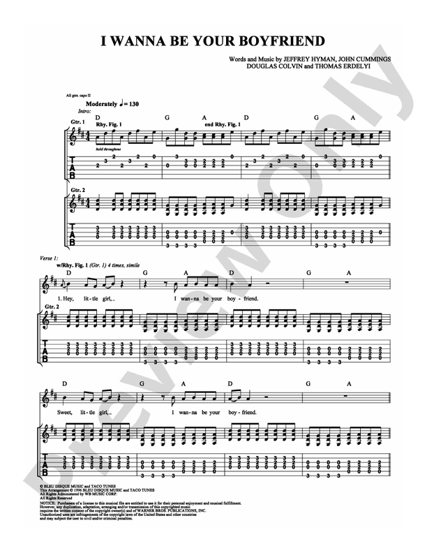 I Wanna Be Your Boyfriend - Guitar TAB (Digital Download)