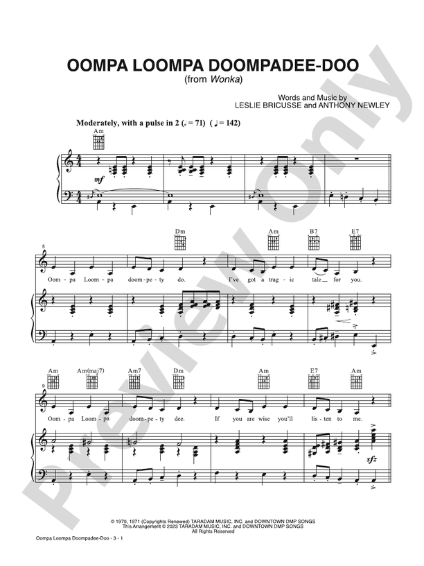 Oompa Loompa Doompadee-doo (from Wonka) - PVG (Digital Download)