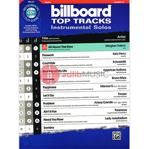 Billboard Top Tracks Inst Solos Vln Bk/CD