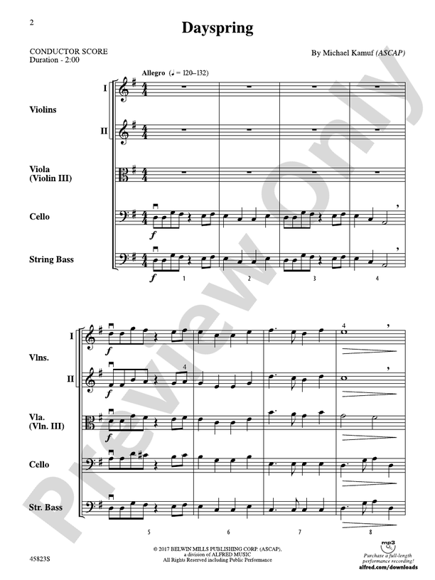 Dayspring - String Orchestra Conductor Score & Parts (Digital Download)