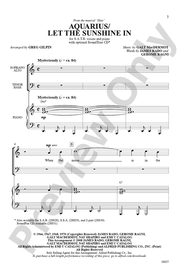 Aquarius / Let the Sunshine In – SATB Choral Octavo (Digital Download)