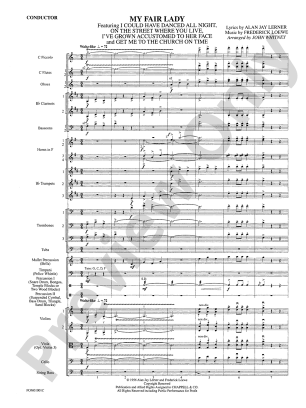 My Fair Lady (Medley) - Full Orchestra Conductor Score & Parts (Digital Download)