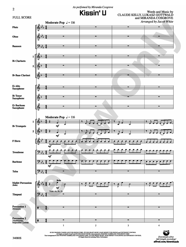 Kissin' U - Concert Band Conductor Score & Parts (Digital Download)