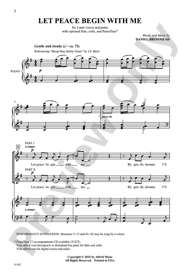Let Peace Begin with Me - 2 Part Treble Choral Octavo (Digital Download)