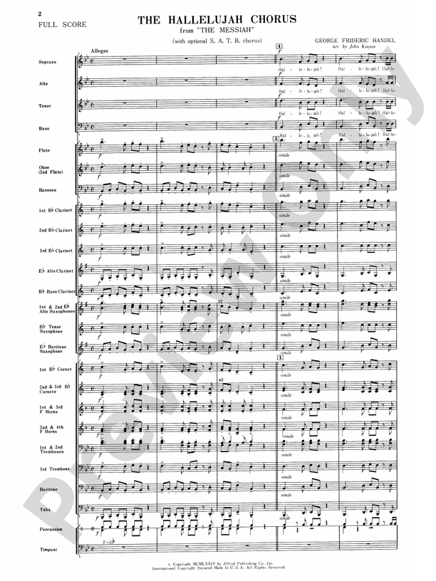 Hallelujah Chorus - Concert Band Conductor Score & Parts (Digital Download)