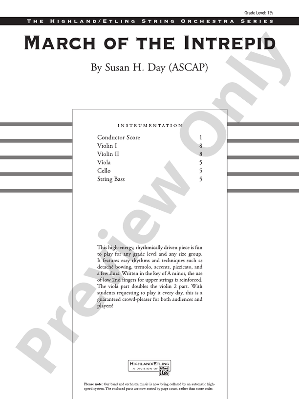 March of the Intrepid – String Orchestra Conductor Score & Parts (Digital Download)