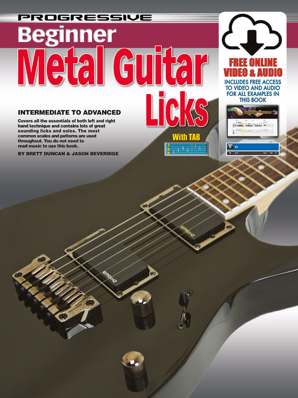 Progressive Beginner Metal Guitar Licks Bk/OLA