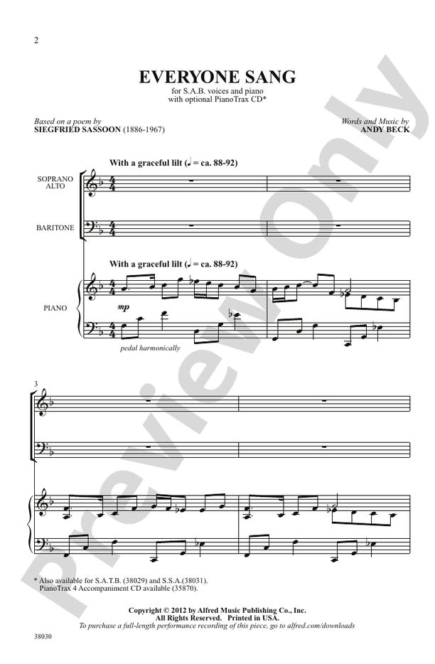 Everyone Sang – SAB Choral Octavo (Digital Download)