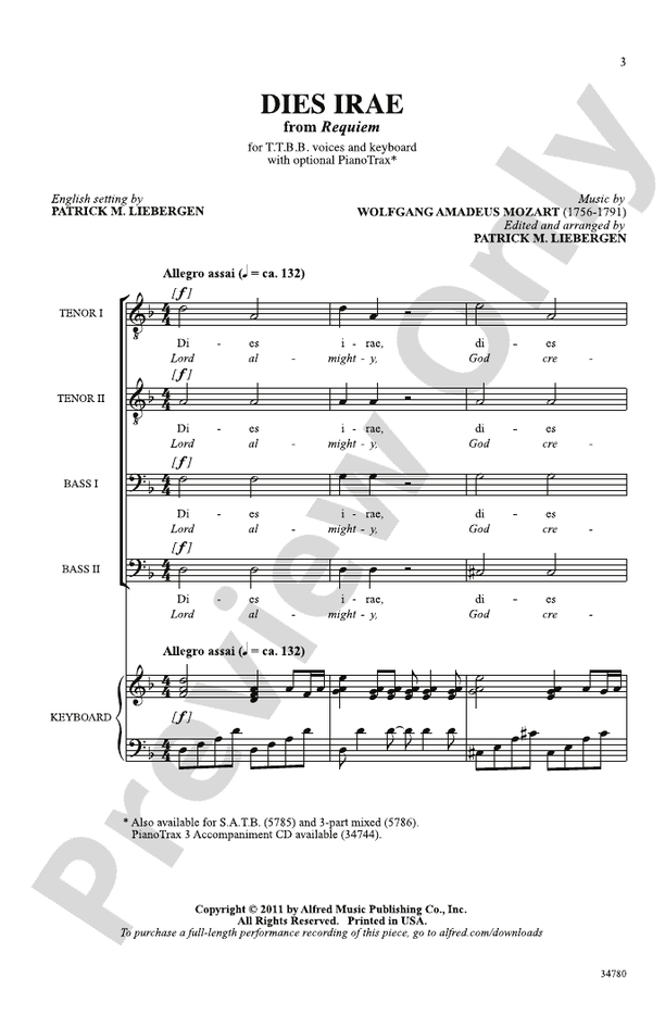 Dies Irae (from Requiem) – TTBB Choral Octavo (Digital Download)