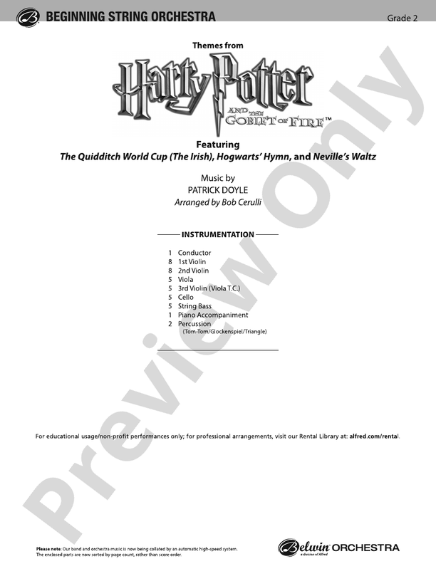 Harry Potter and the Goblet of Fire,™ Themes from – String Orchestra Conductor Score & Parts (Digital Download)