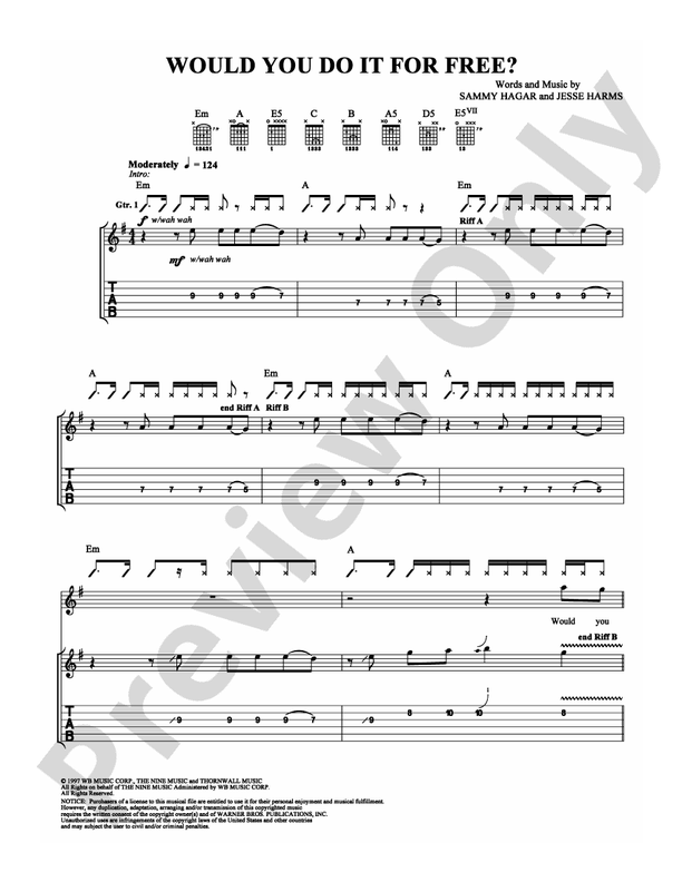 Would You Do It For Free? - Guitar TAB (Digital Download)