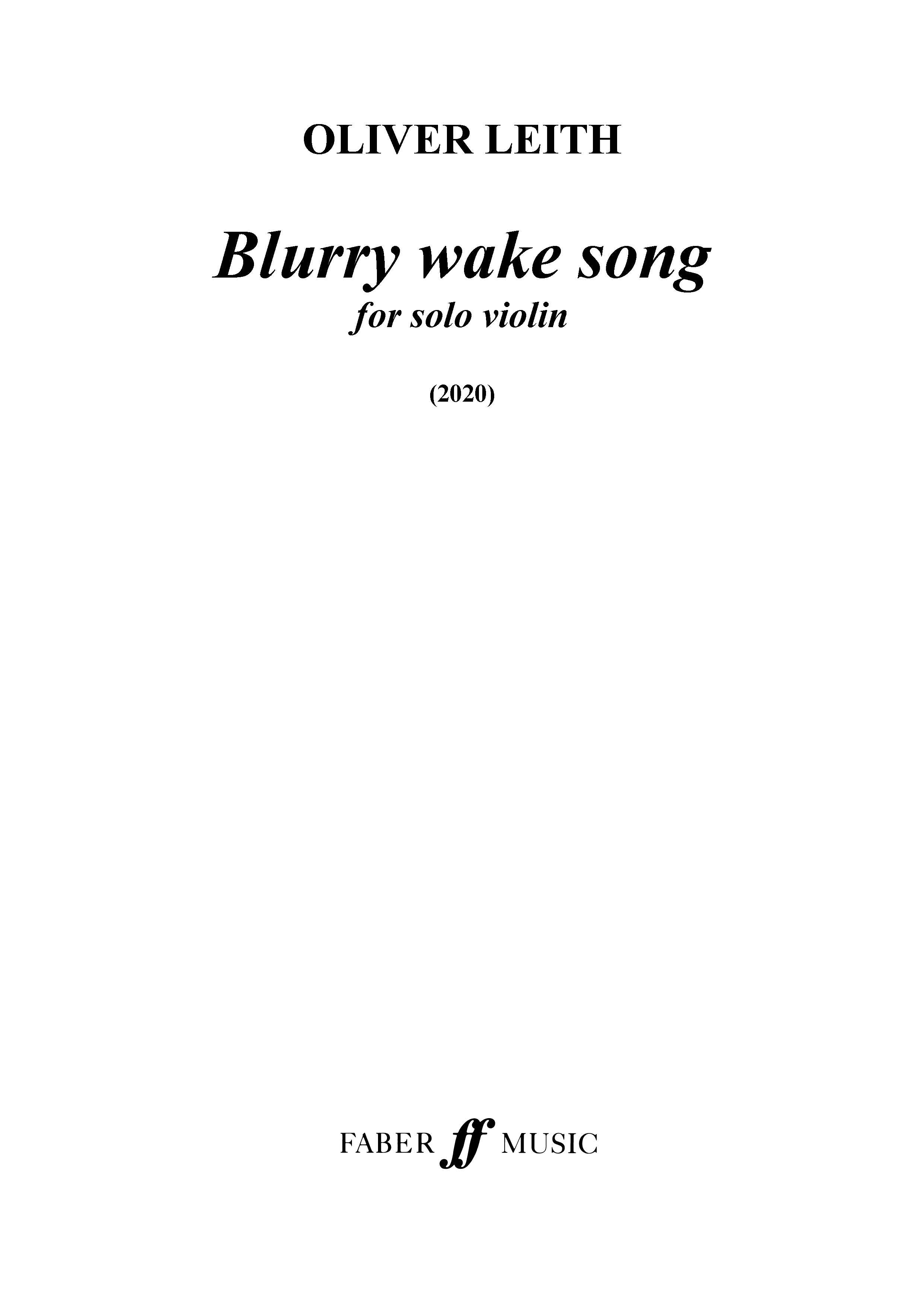 Blurry wake song - Violin (Digital Download)