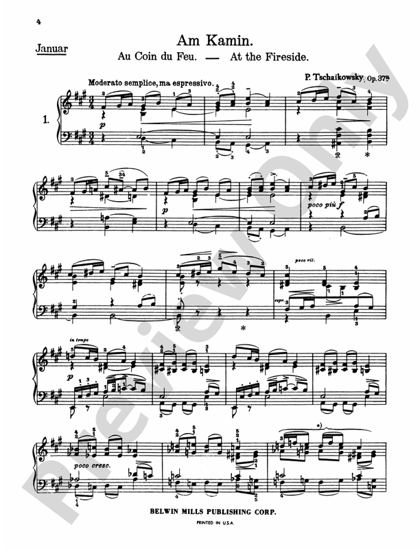 Tchaikovsky - The Seasons, Op. 37A - Piano Solo (Digital Download)