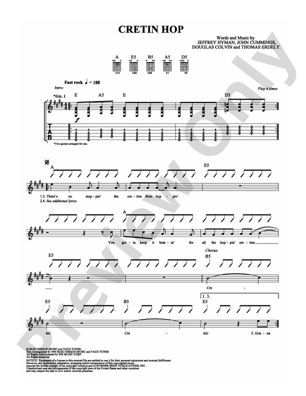 Cretin Hop - Guitar TAB (Digital Download)