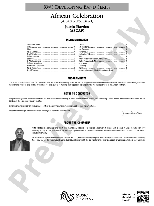 African Celebration - A Safari for Band - Concert Band Conductor Score & Parts (Digital Download)