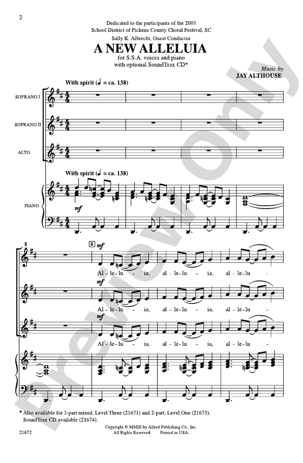 A New Alleluia - SSA Choral Octavo (Digital Download)
