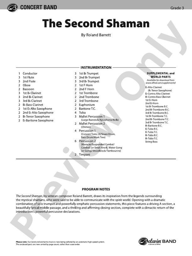 The Second Shaman - Concert Band Conductor Score & Parts(Digital Download)