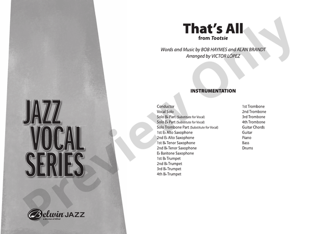 That's All - Jazz Ensemble Conductor Score & Parts(Digital Download)