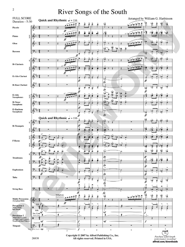 River Songs of the South - Concert Band Conductor Score & Parts (Digital Download)