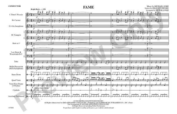 Fame – Marching Band Conductor Score & Parts (Digital Download)