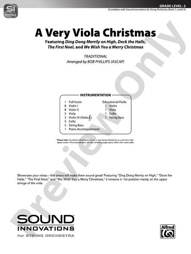 A Very Viola Christmas – String Orchestra Conductor Score & Parts (Digital Download)