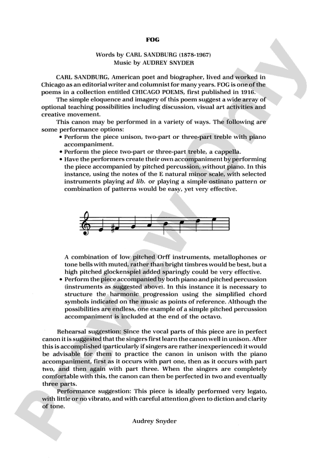 Fog – Unison, 2-Part, or 3-Part Treble Choral Octavo (Digital Download)