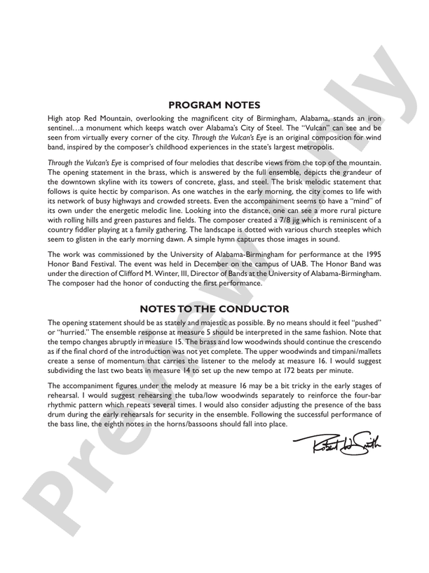 Through the Vulcan's Eye - Concert Band Conductor Score & Parts (Digital Download)