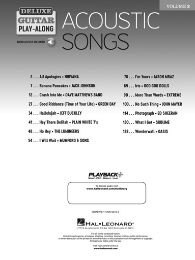 Acoustic Songs - Guitar Online Audio - Hal Leonard
