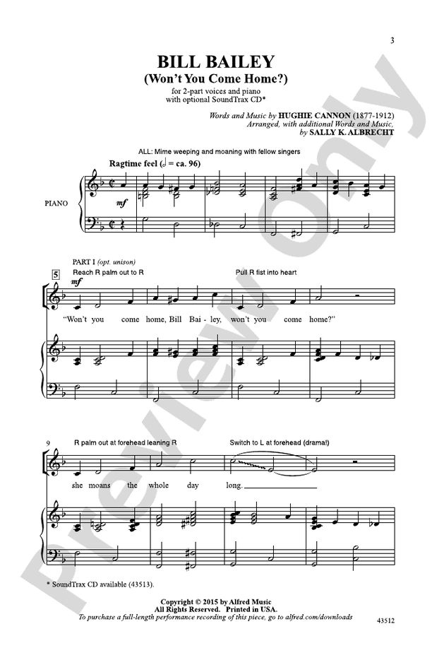 Bill Bailey – 2-Part Choral Octavo (Digital Download)