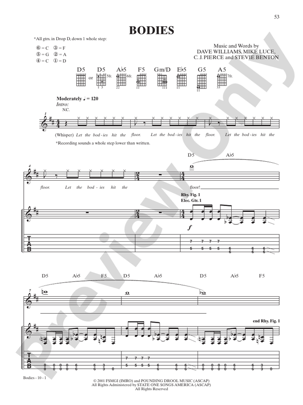 Bodies - Guitar TAB (Digital Download)