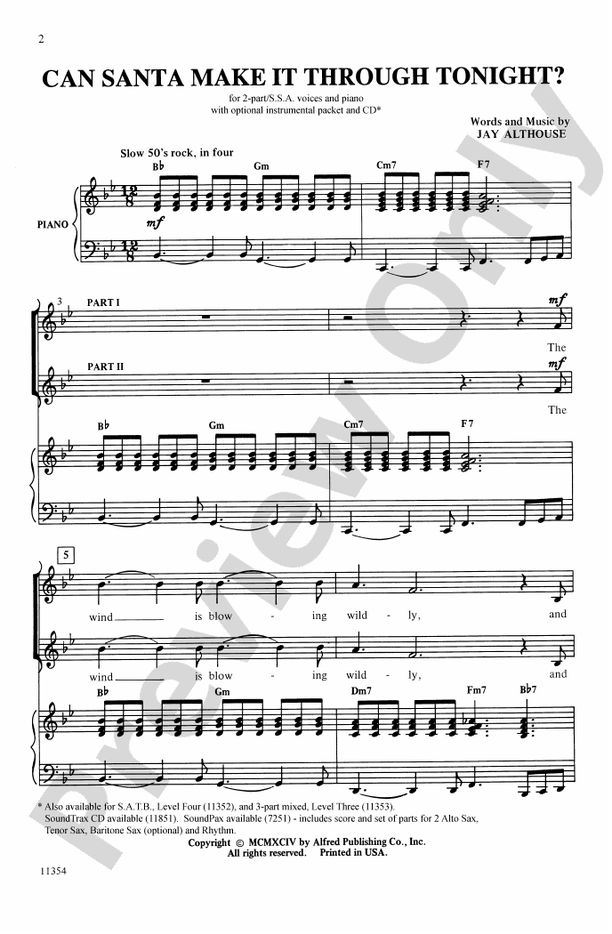 Can Santa Make It Through Tonight? – 2-Part/SSA Choral Octavo (Digital Download)
