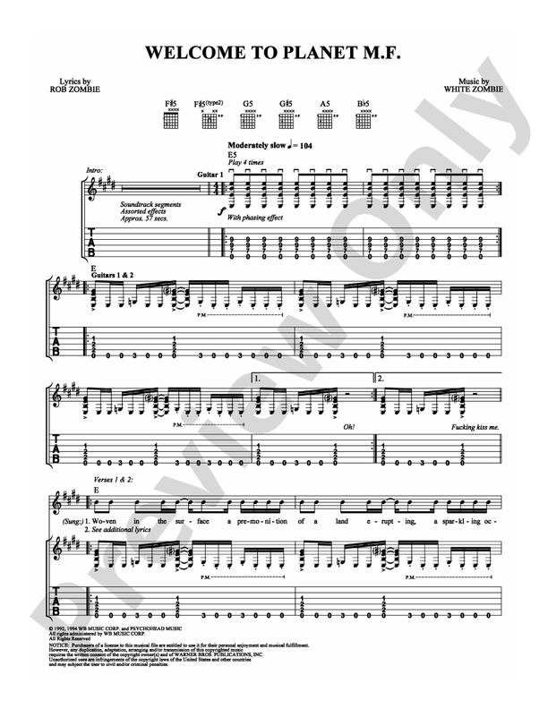 Welcome to Planet Mother F**ker - Guitar TAB (Digital Download)