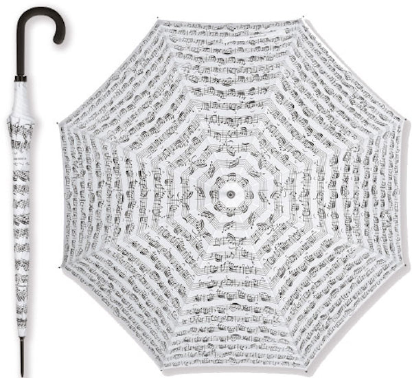 Music Umbrella White with Black Manuscript