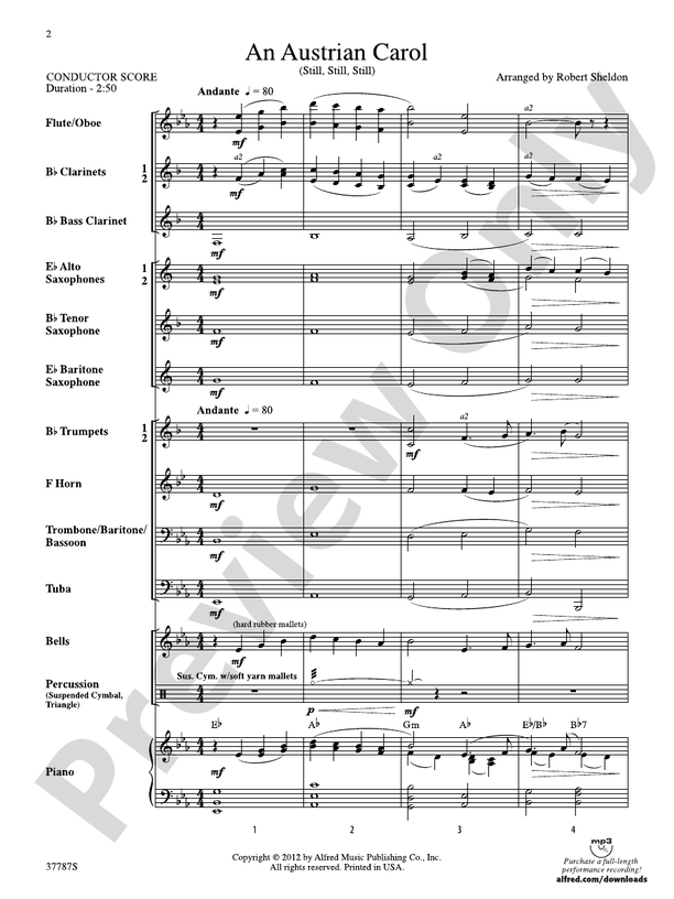 An Austrian Carol - Concert Band Conductor Score & Parts (Digital Download)