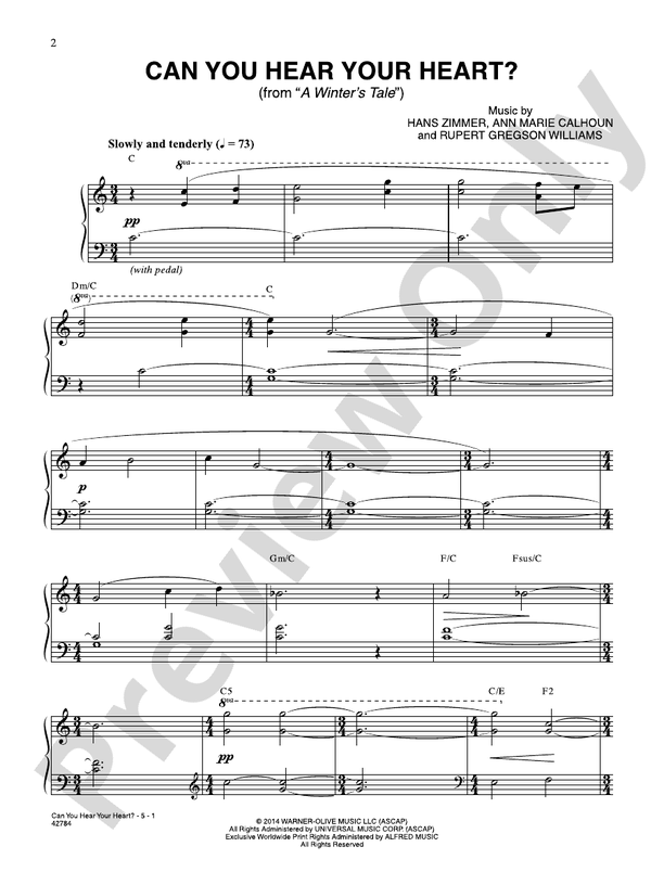 Can You Hear Your Heart (from "A Winter's Tale") - Piano (Digital Download)