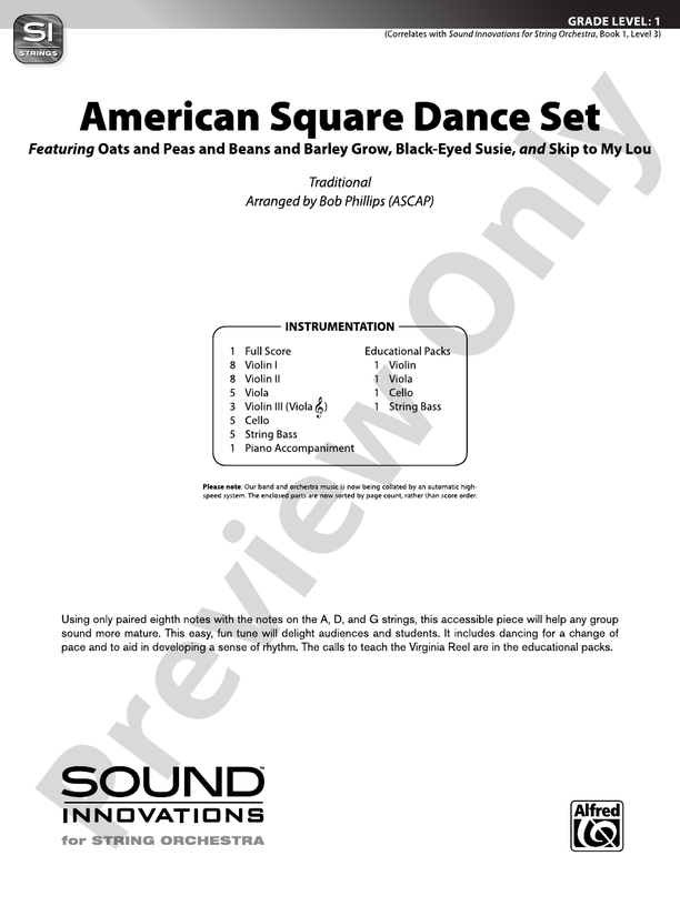 American Square Dance Set - String Orchestra Conductor Score & Parts (Digital Download)