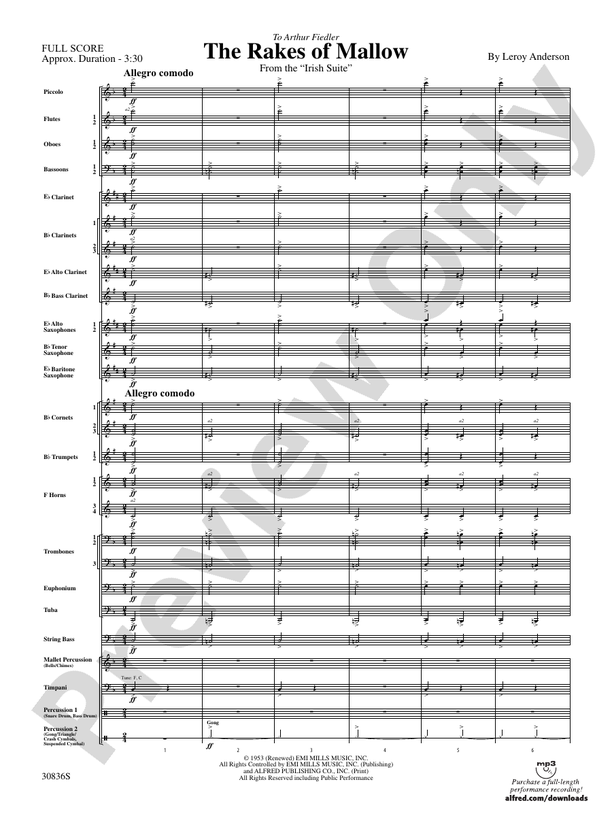 The Rakes of Mallow (from the Irish Suite) - Concert Band Conductor Score & Parts (Digital Download)